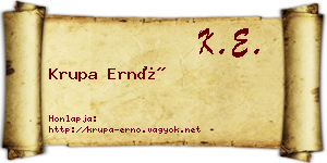 Krupa Ernő névjegykártya